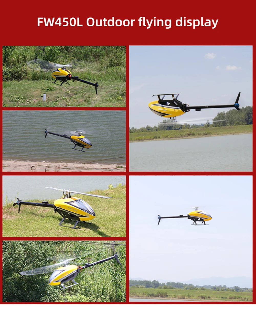 طائرات هليكوبتر Fly Wing FW450L V2.5 RC - جهاز تحكم عن بعد RTF FBL 3D GPS APP إرجاع تلقائي مع نظام التحكم في الطيران H1 6CH مروحية للبالغين 30 Fly Wing FW450L V2.5 RC Helicopters, FW4SOL Outdoor flying