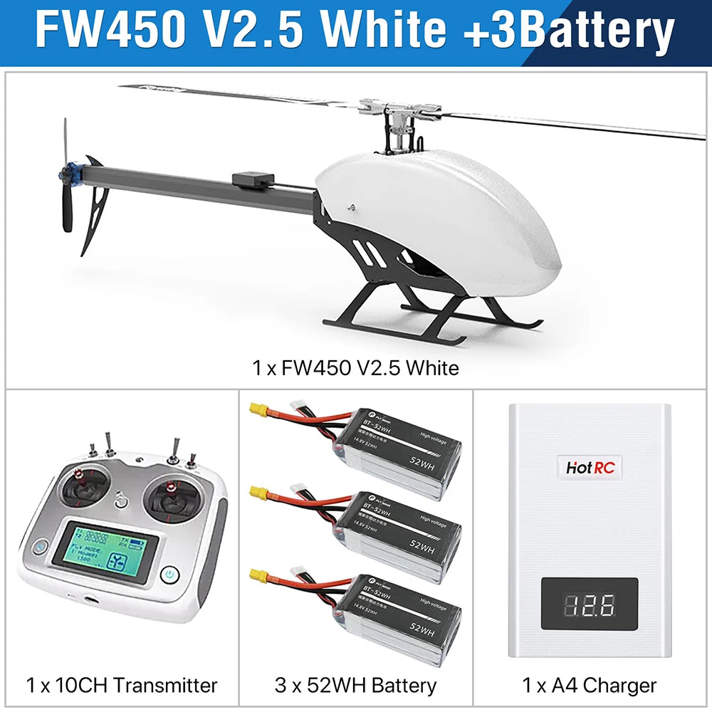 طائرات هليكوبتر Fly Wing FW450L V2.5 RC - جهاز تحكم عن بعد RTF FBL 3D GPS APP إرجاع تلقائي مع نظام التحكم في الطيران H1 6CH مروحية للبالغين 56 Fly Wing FW450L V2.5 RC Helicopters, Fly Wing FW450L V2.5