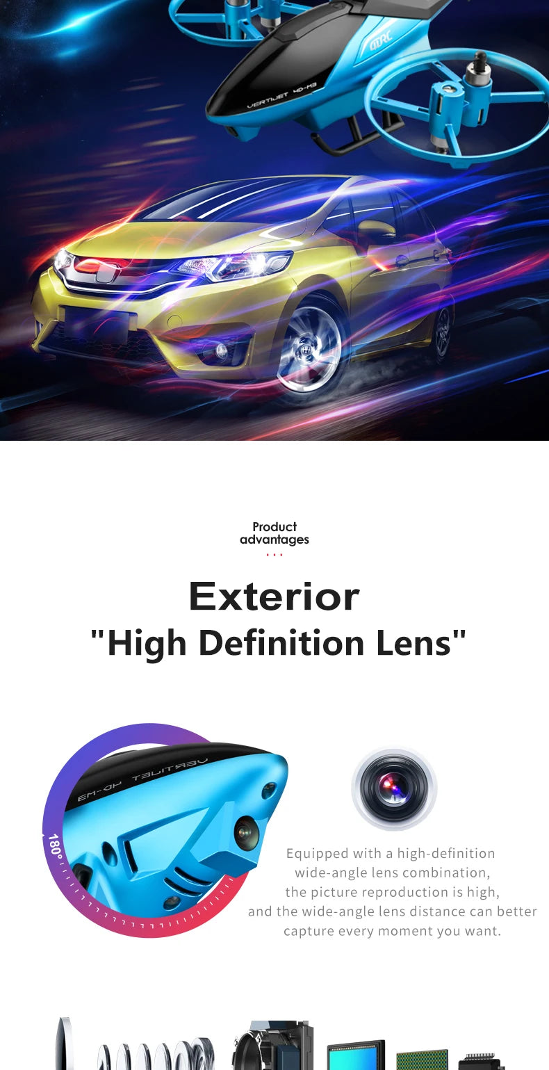 4DRC M3 RC Helicopter, OuRL L E7 8 is a high-definition wide-angle lens combination