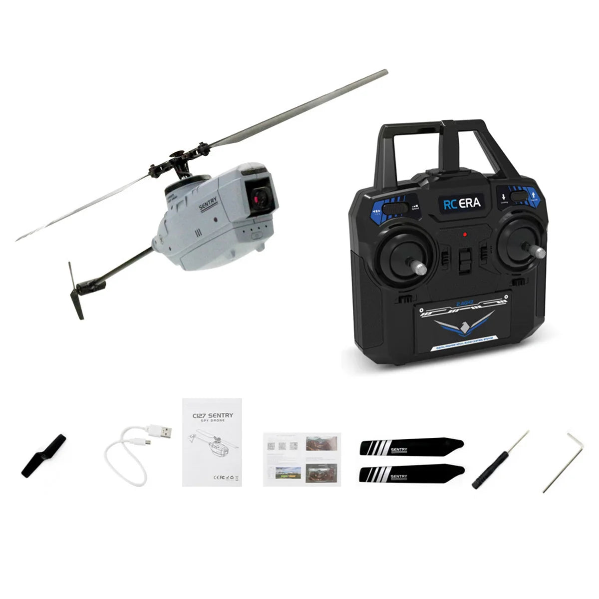 C127 2.4G RC Helicopter - كاميرا احترافية 720P 6 محاور جيروسكوبية WIFI Sentry Spy RC بدون طيار زاوية واسعة مجداف واحد بدون جنيحات 25 C127 2.4G RC Helicopter, Please allow slight dimension difference due to different manual measurement