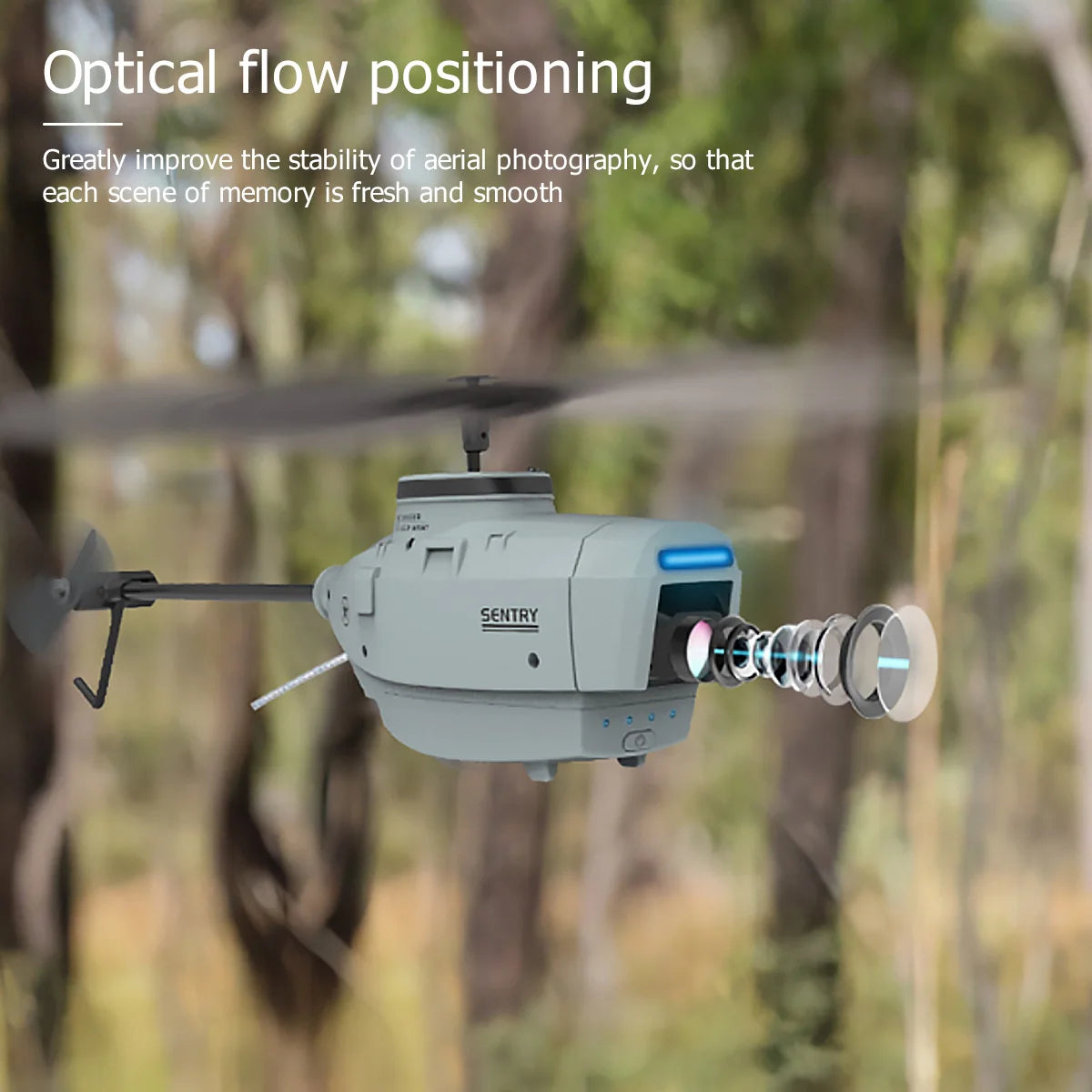 C127 2.4G RC Helicopter - كاميرا احترافية 720P 6 محاور جيروسكوبية WIFI Sentry Spy RC بدون طيار زاوية واسعة مجداف واحد بدون جنيحات 27 C127 2.4G RC Helicopter, Optical flow positioning Greatly improve the stability of aerial photography, so that each scene of
