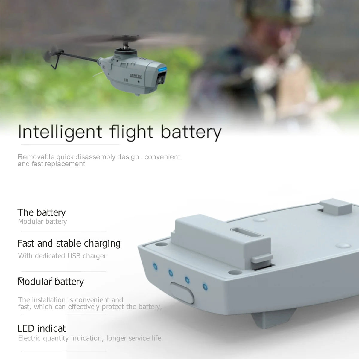 C127 2.4G RC Helicopter - كاميرا احترافية 720P 6 محاور جيروسكوبية WIFI Sentry Spy RC بدون طيار زاوية واسعة مجداف واحد بدون جنيحات 30 C127 2.4G RC Helicopter, Intelligent flight battery Removable quick disassembly design , convenient and fast