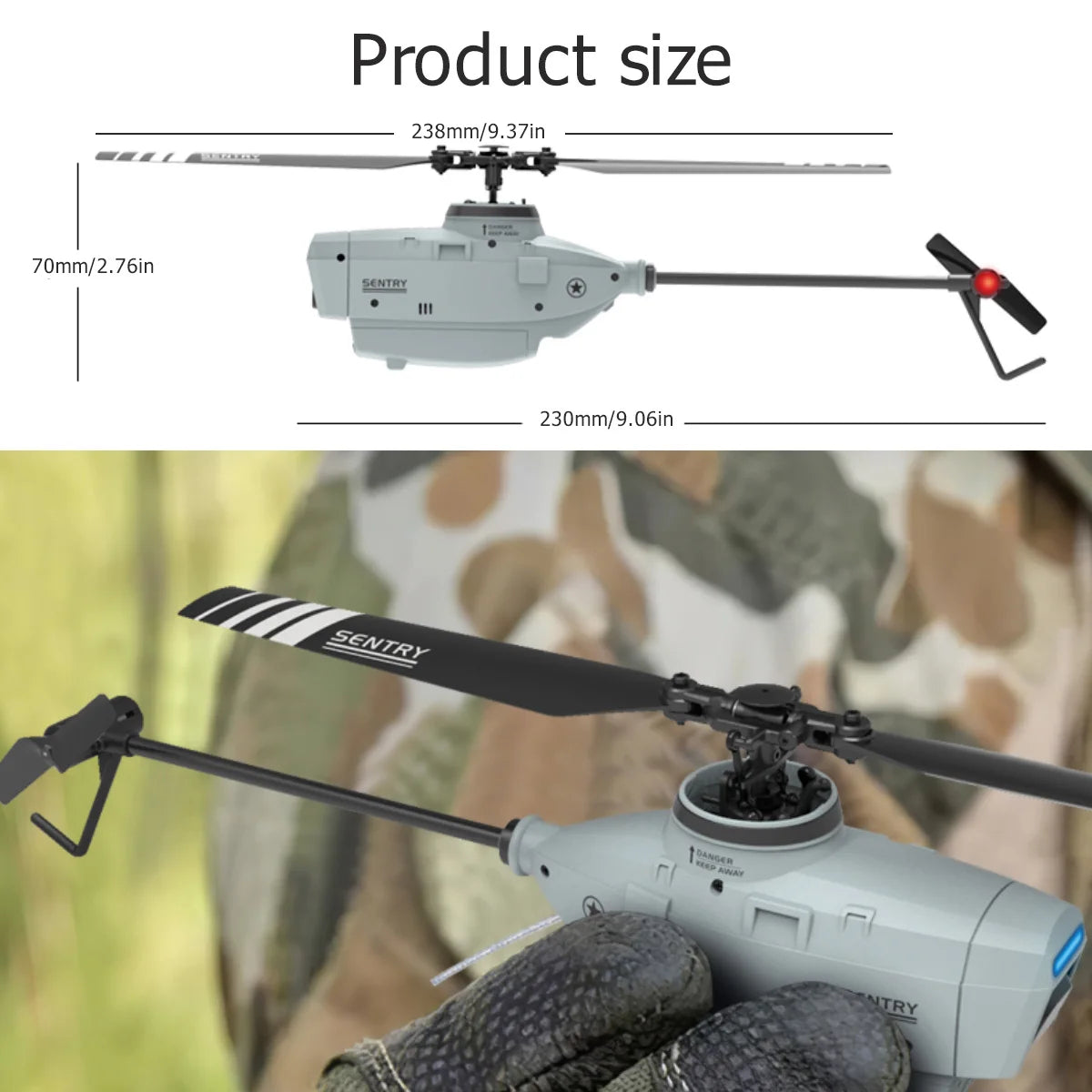 C127 2.4G RC Helicopter - كاميرا احترافية 720P 6 محاور جيروسكوبية WIFI Sentry Spy RC بدون طيار زاوية واسعة مجداف واحد بدون جنيحات 35 C127 2.4G RC Helicopter, 230mm/9.06in Avat SENTRY D4nan a