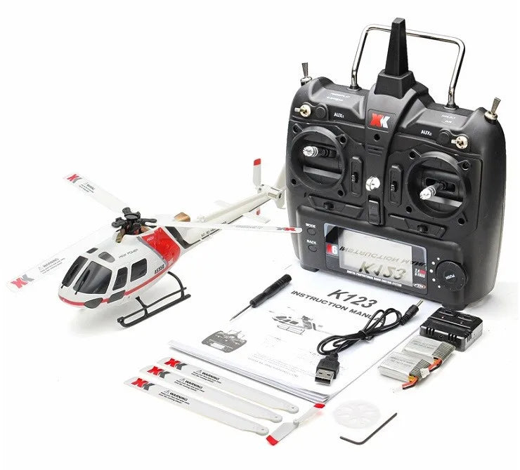 WLtoys XK K123 RC Helicopter, 1106 rotor brushless motor power is stronger, the 3.7V 500ma