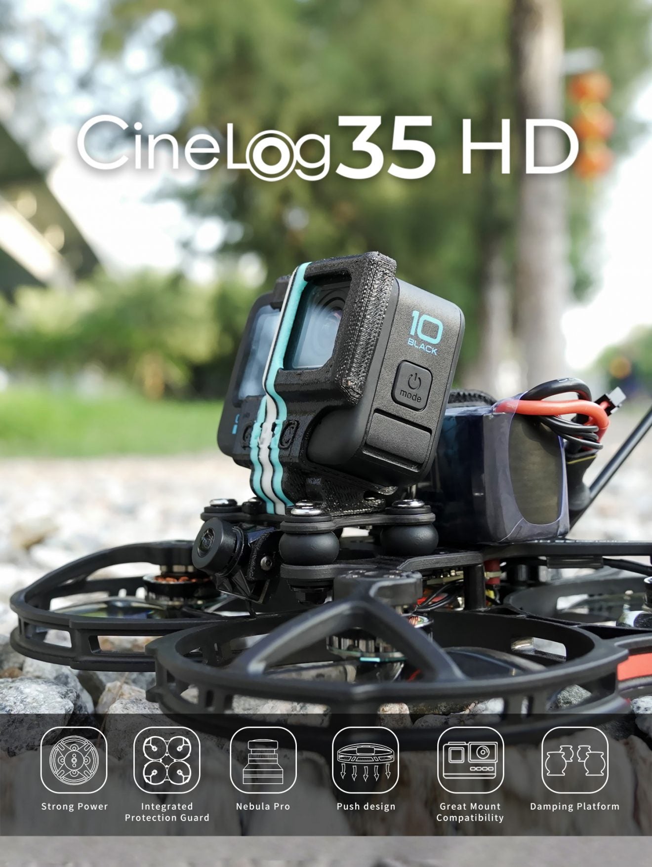 GEPRC CineLog35 FPV Drone, Cinelog35HD OOOO Strong Power Integrated Nebula Pro Push design Great Mount
