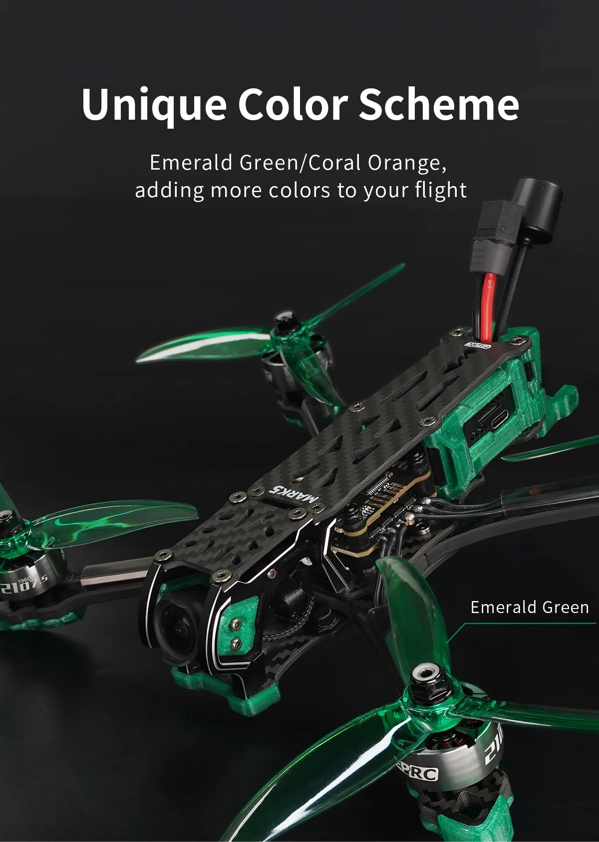GEPRC New MARK5 HD O3 Freestyle FPV Drone - VTX O3 Air Unit Green System 6S RC FPV مدمج بلوتوث كوادكوبتر حرة بدون طيار 10 GEPRC New MARK5 HD O3 Freestyle FPV Drone, Emerald Green/Coral Orange, adding more colors to your flight Emerald Green Syovi 2187
