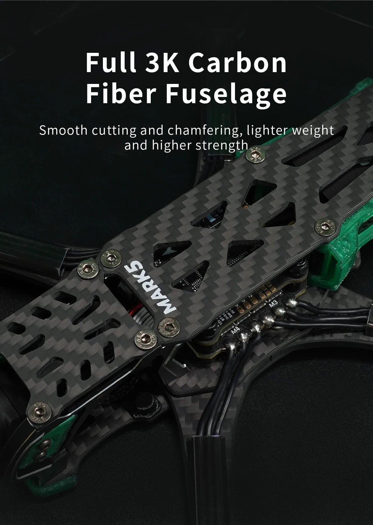 GEPRC New MARK5 HD O3 Freestyle FPV Drone - VTX O3 Air Unit Green System 6S RC FPV مدمج بلوتوث كوادكوبتر حرة بدون طيار 12 GEPRC New MARK5 HD O3 Freestyle FPV Drone, Full 3K Carbon Fiber Fuselage Smooth cutting and chamfering, lighter weight and
