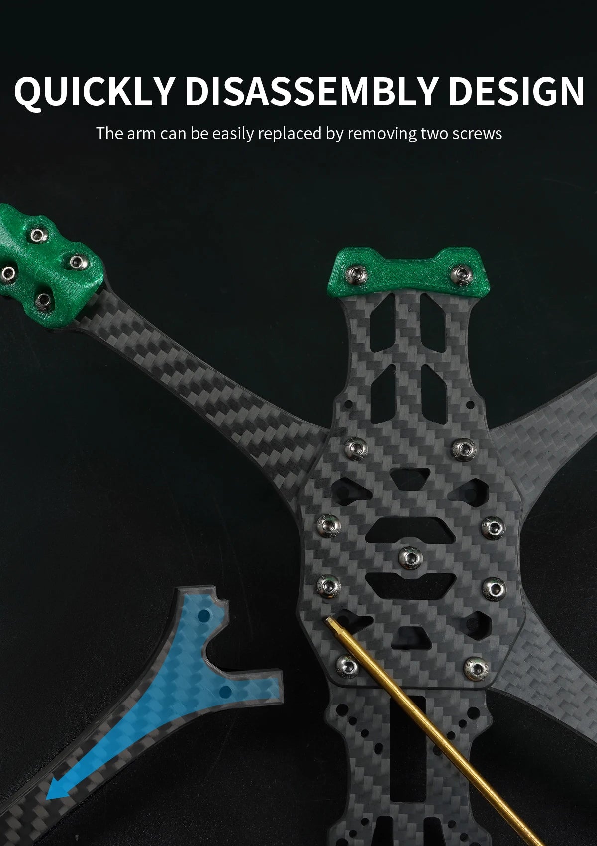 GEPRC New MARK5 HD O3 Freestyle FPV Drone - VTX O3 Air Unit Green System 6S RC FPV مدمج بلوتوث كوادكوبتر حرة بدون طيار 16 GEPRC New MARK5 HD O3 Freestyle FPV Drone, QUICKLY DISASSEMBLY DESIGN The arm can be easily replaced by