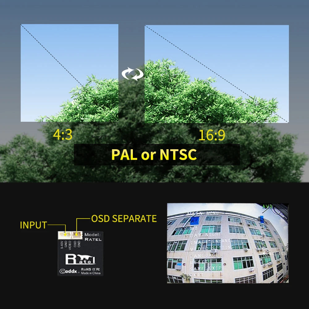 TCMMRC LAL5 Racing Drone, 4.3 16.9 PAL or NTSC OSD SEPARATE INPUT