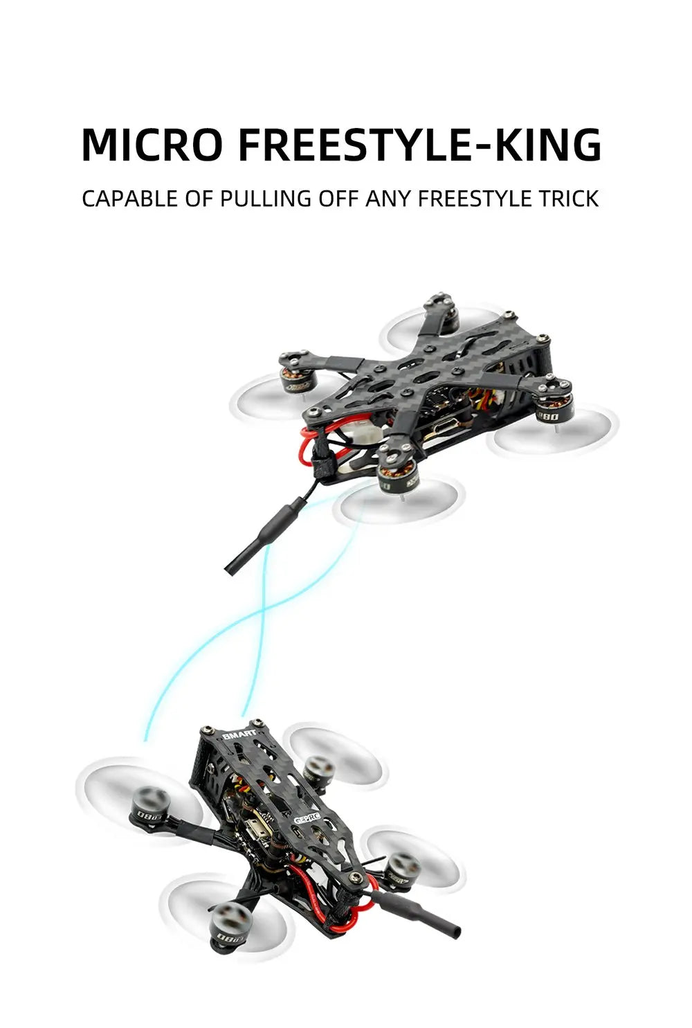 GEPRC SMART 16 Freestyle FPV Drone - Caddx Ant Camera GR0803-11000KV Motor Stable F411 FC لطائرة RC FPV خفيفة الوزن كوادكوبتر بدون طيار 18 GEPRC SMART 16 Freestyle FPV Drone, MICRO FREESTYLE-KING CAPABLE OF PULLING OFF