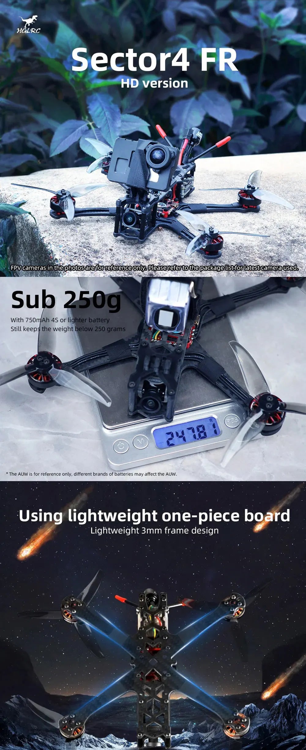 طائرة بدون طيار HGLRC Sector 4 FR Sub250g Freestyle FPV - النسخة الرقمية Polar Nano 1804 3500KV لطائرة RC FPV Quadcopter Freestyle Drone 7 HGLRC Sector 4 FR Sub250g Freestyle FPV Drone, MGLRC Sector4 FR HD version FPV cameras in thephotosarefor