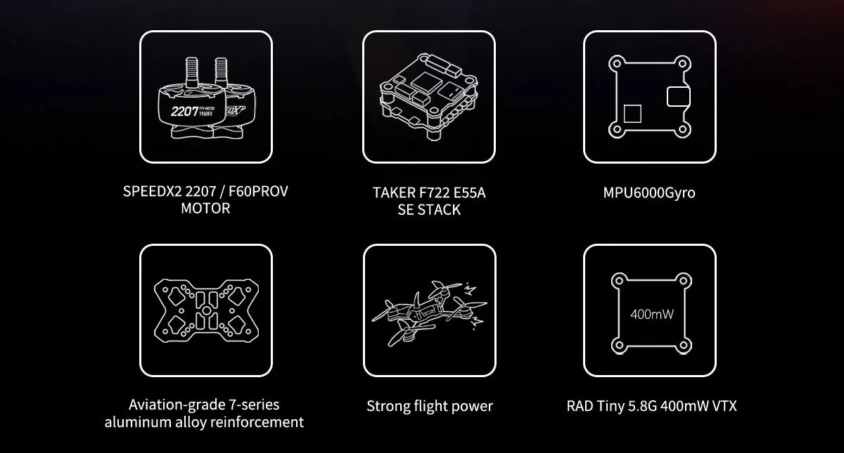 GEPRC Racer FPV Racing Drone - TAKER F722 E55A Stack SPEEDX2 2207 TMOTOR F60PROV Drone Kit VTX Light Fast Freestyle RC Quadcopter 38 GEPRC Racer FPV, 'F6OPROV TAKER F722 ESSA MPUGOOOG