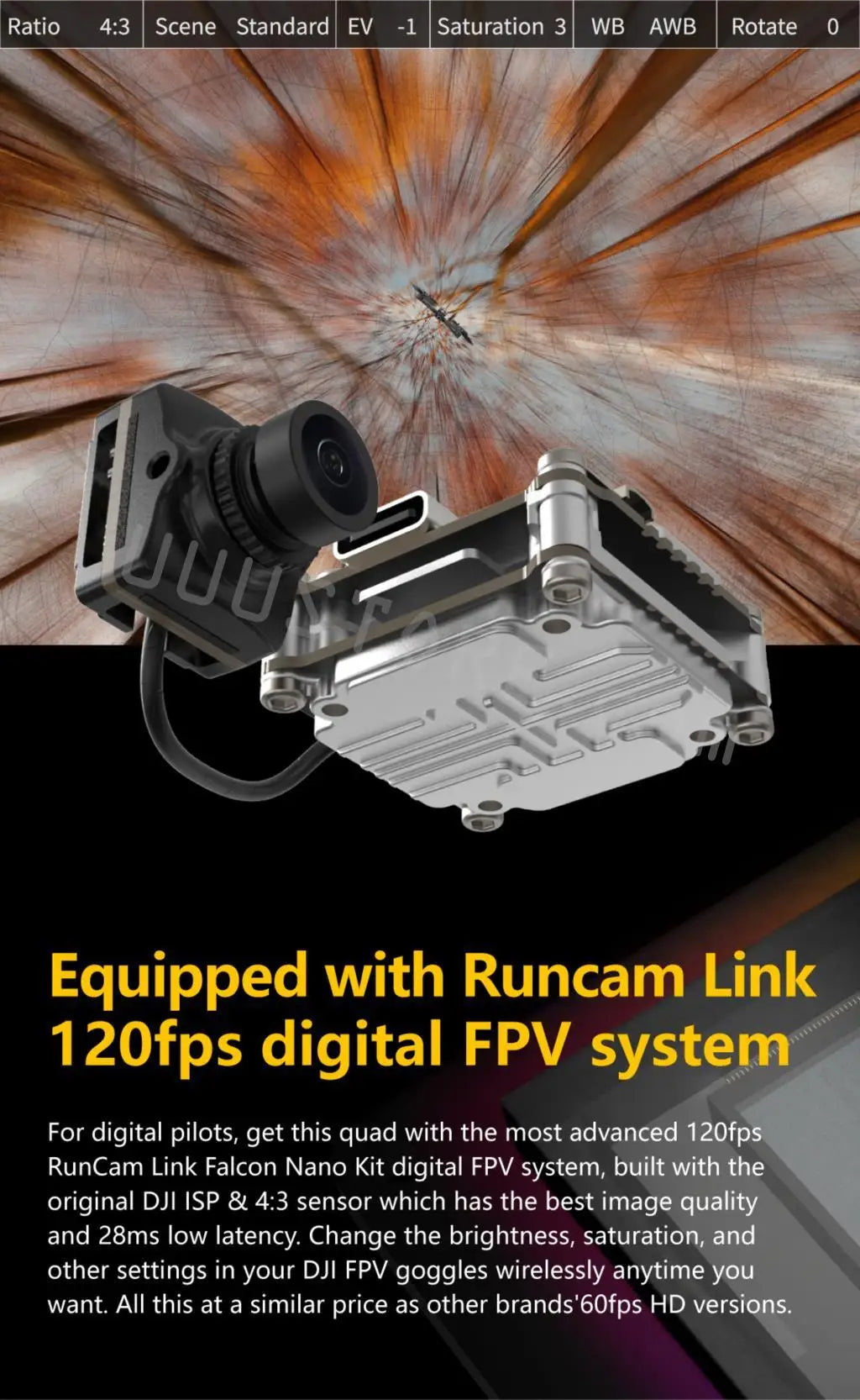 SpeedyBee Flex25 - HD 78mm F7 35A AIO 4S 2.5 بوصة CineWhoop RC FPV Racing Drone BNF مع Runcam Falcon 120fps ألعاب كاميرا رقمية 7 SpeedyBee Flex25, get this quad with the most advanced RunCam Link Falcon Nano kit digital FPV system