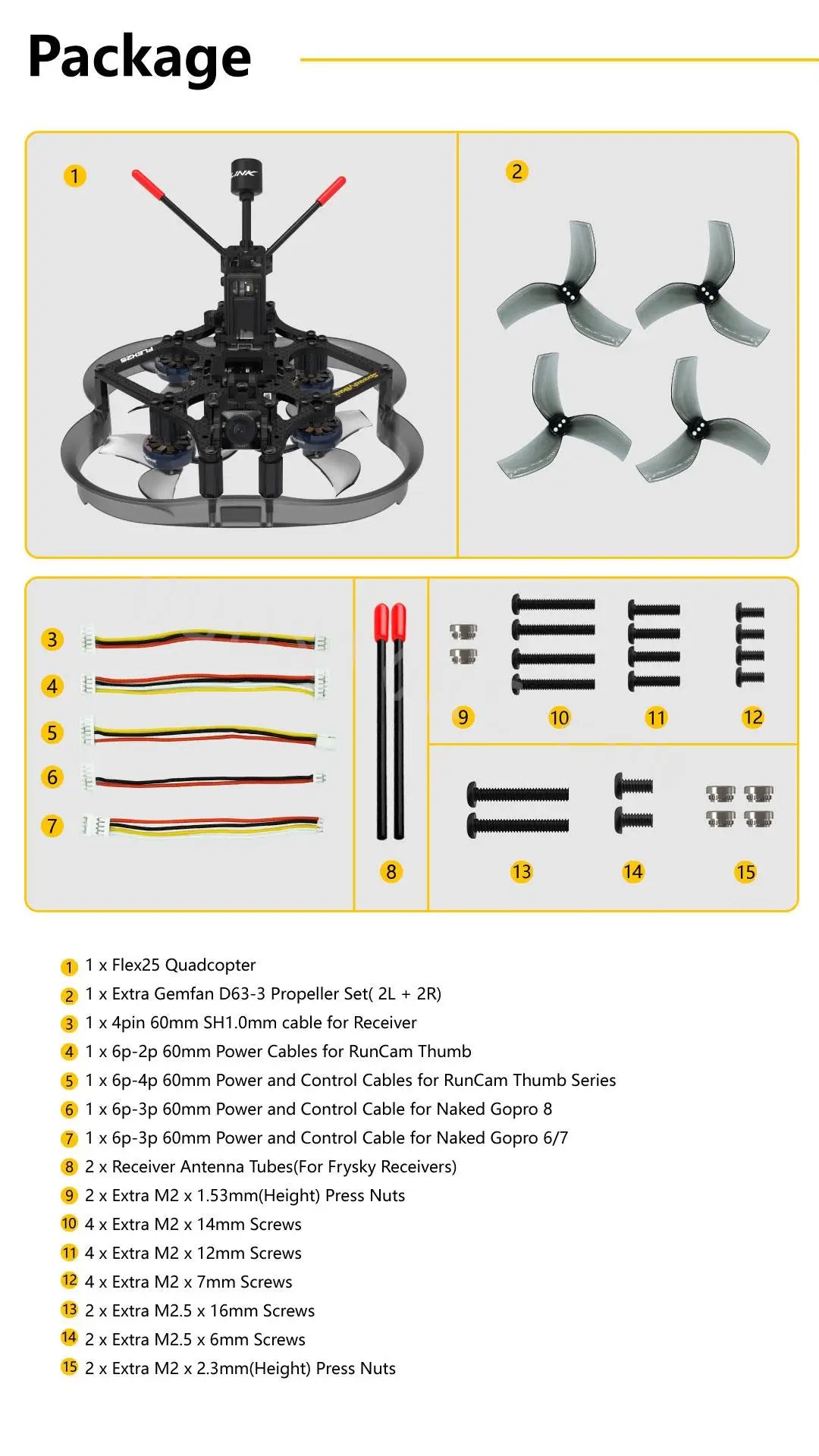 SpeedyBee Flex25 - HD 78mm F7 35A AIO 4S 2.5 بوصة CineWhoop RC FPV Racing Drone BNF مع Runcam Falcon 120fps ألعاب كاميرا رقمية 15 Package Included: 1x SpeedyBee Flex25 HD FPV Drone 1