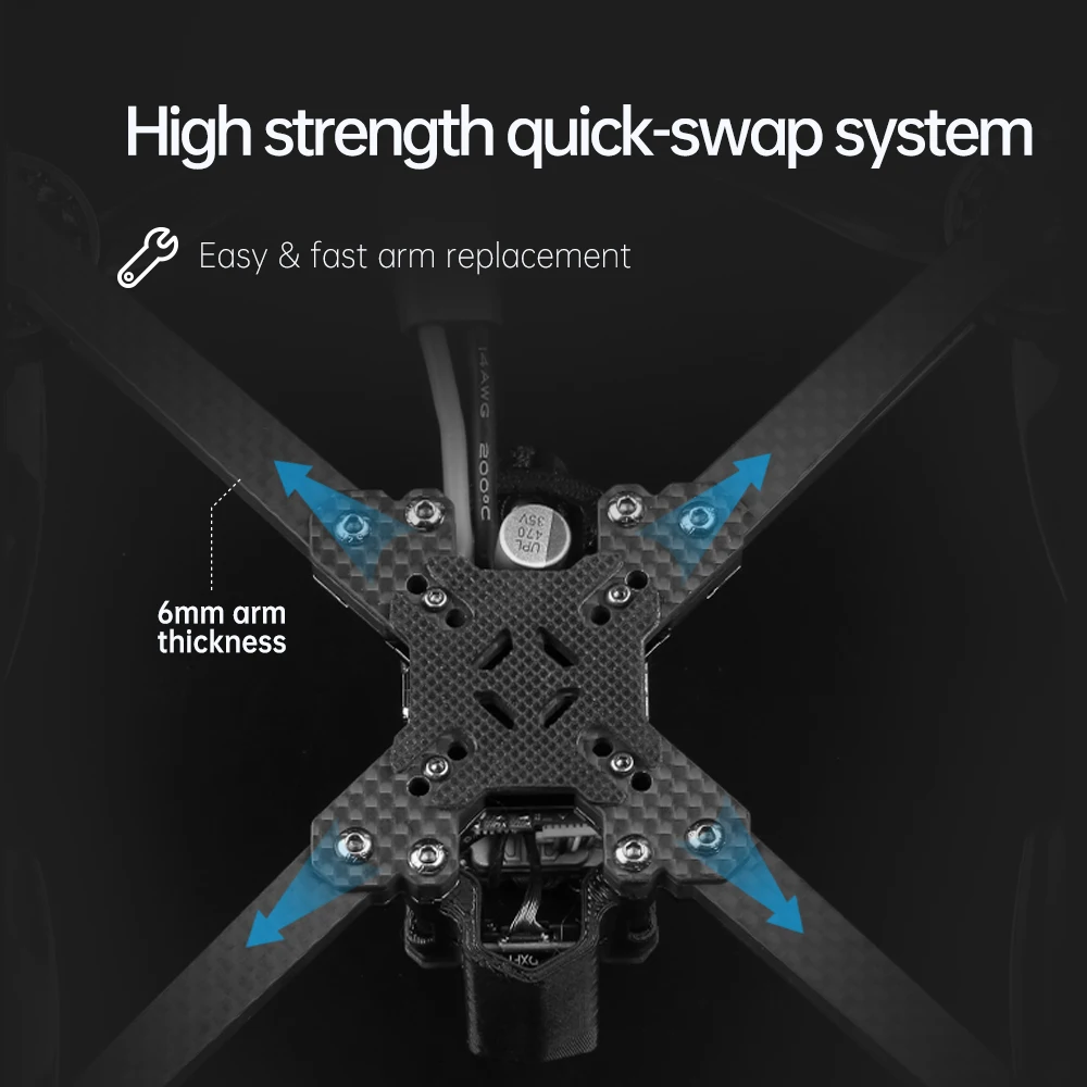 iFlight Mach R5 HD FPV Drone, High strength quick-swap system Easy fast arm replacement 0 1 Ian 6mm
