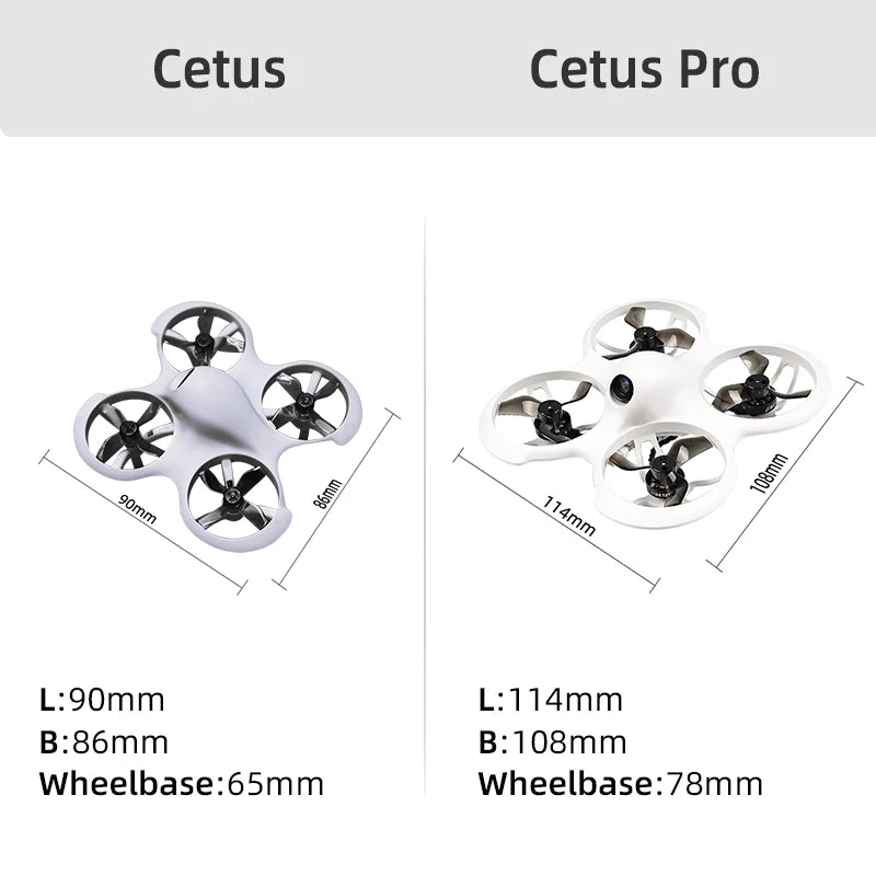 BETAFPV Cetus Pro/Cetus Racing Drone - BNF/FPV Kit RTF Frsky D8 VTX Lite Radio 2 SE Radio Transmitter 14DBI VR02 FPV Goggles VTX 8 BETAFPV Cetus Pro/Cetus Racing Drone, Cetus Cetus Pro L:9Omm L:I14mm B:86mm