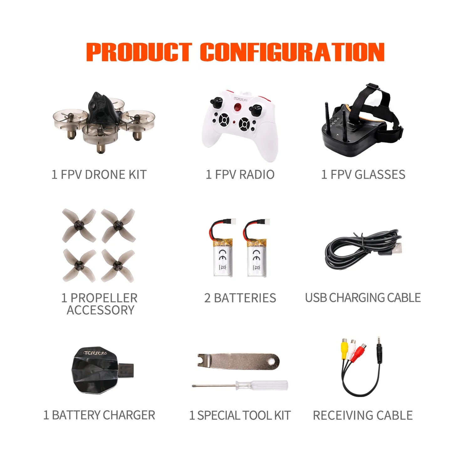 TCMMRC Runcam FPV drone, PRODUCT CONFIGURATION 1 FPV DRONE KIT 1 