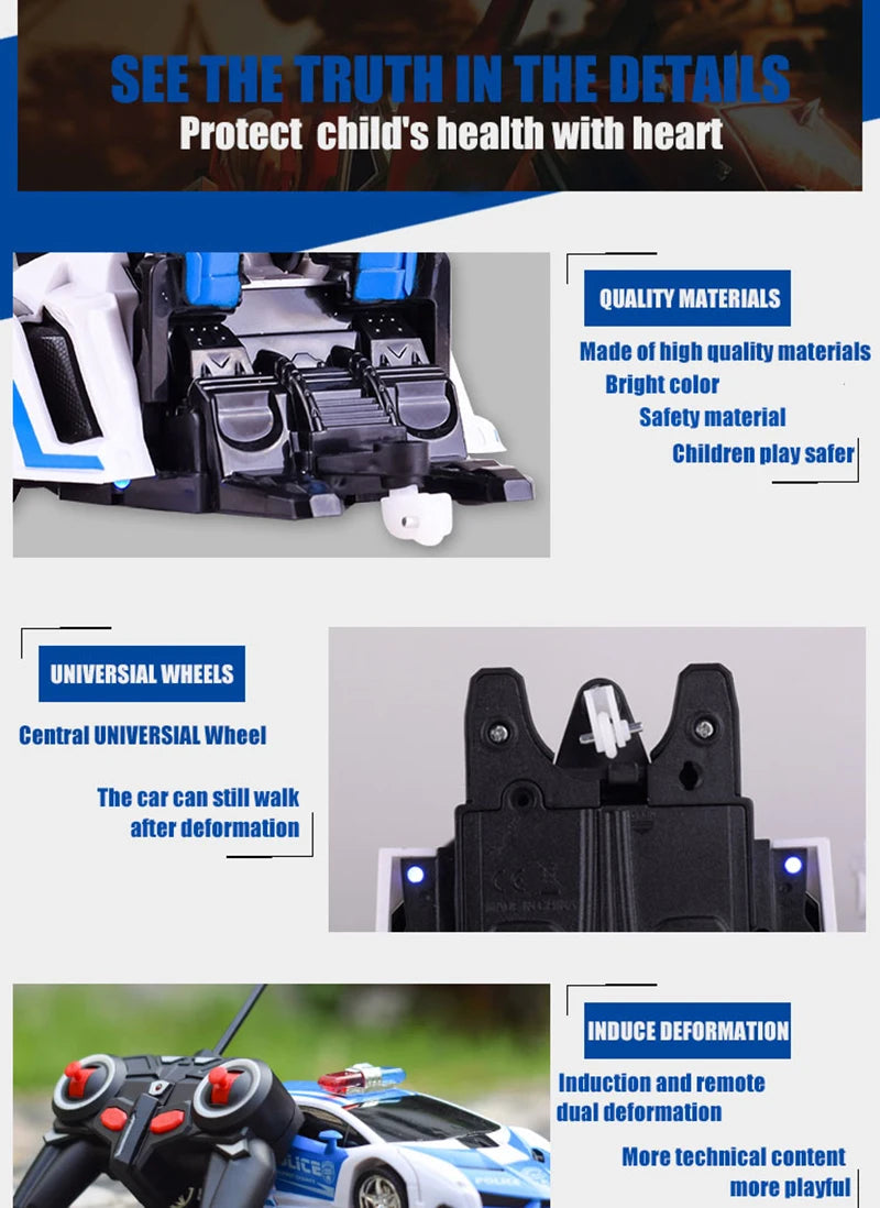 Electric RC Car Transformation Robots, high quality materials Bright color Safety material Children play safer UNIVERSIAL WHEELS 