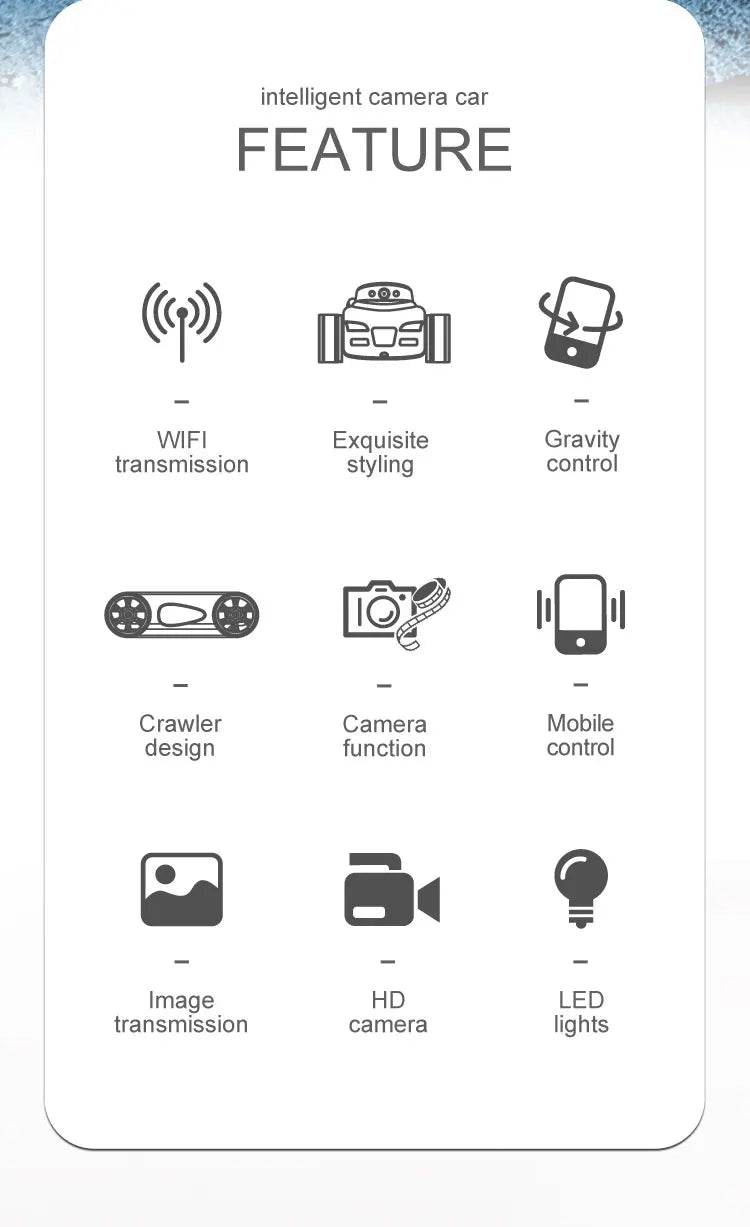 intelligent camera car FEATURE WIFI Exquisite Gravity transmission styling control Crawler