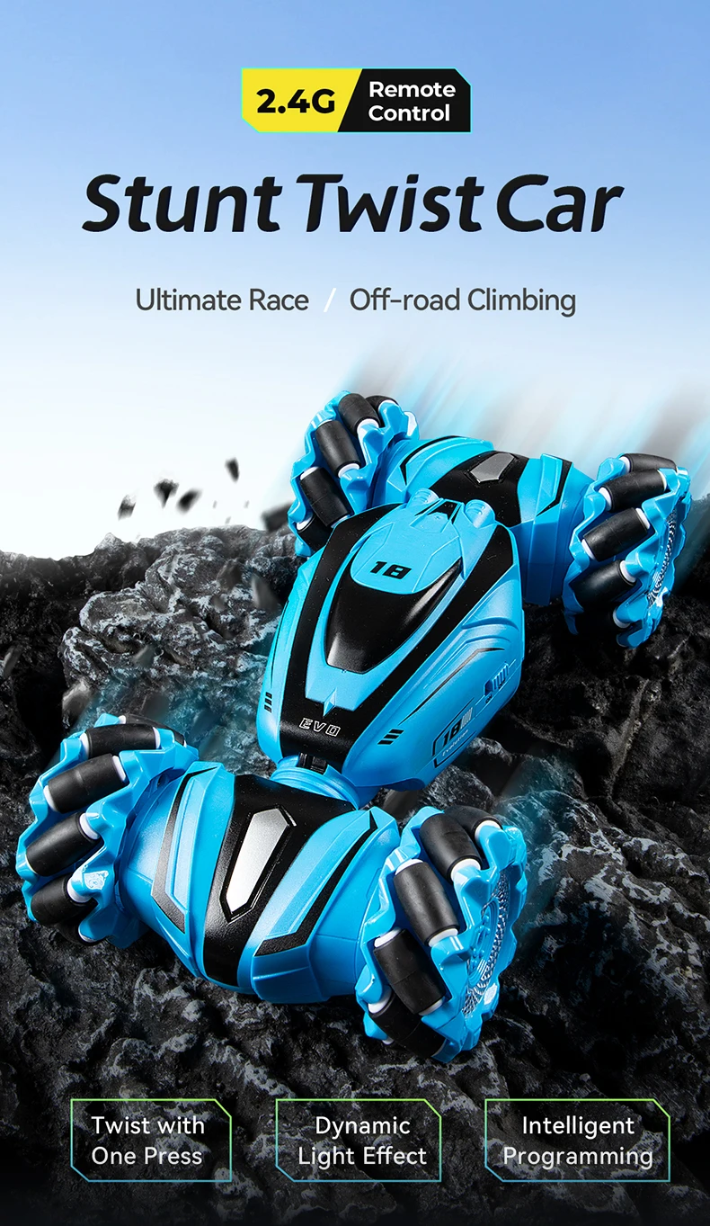 JJRC Q110 RC Stunt Twist Car - 2.4G جهاز تحكم عن بعد للتسلق على الطرق الوعرة سيارة بمستشعر إيماءات 4WD Drift RC Cars LED Light Kids Toy 12