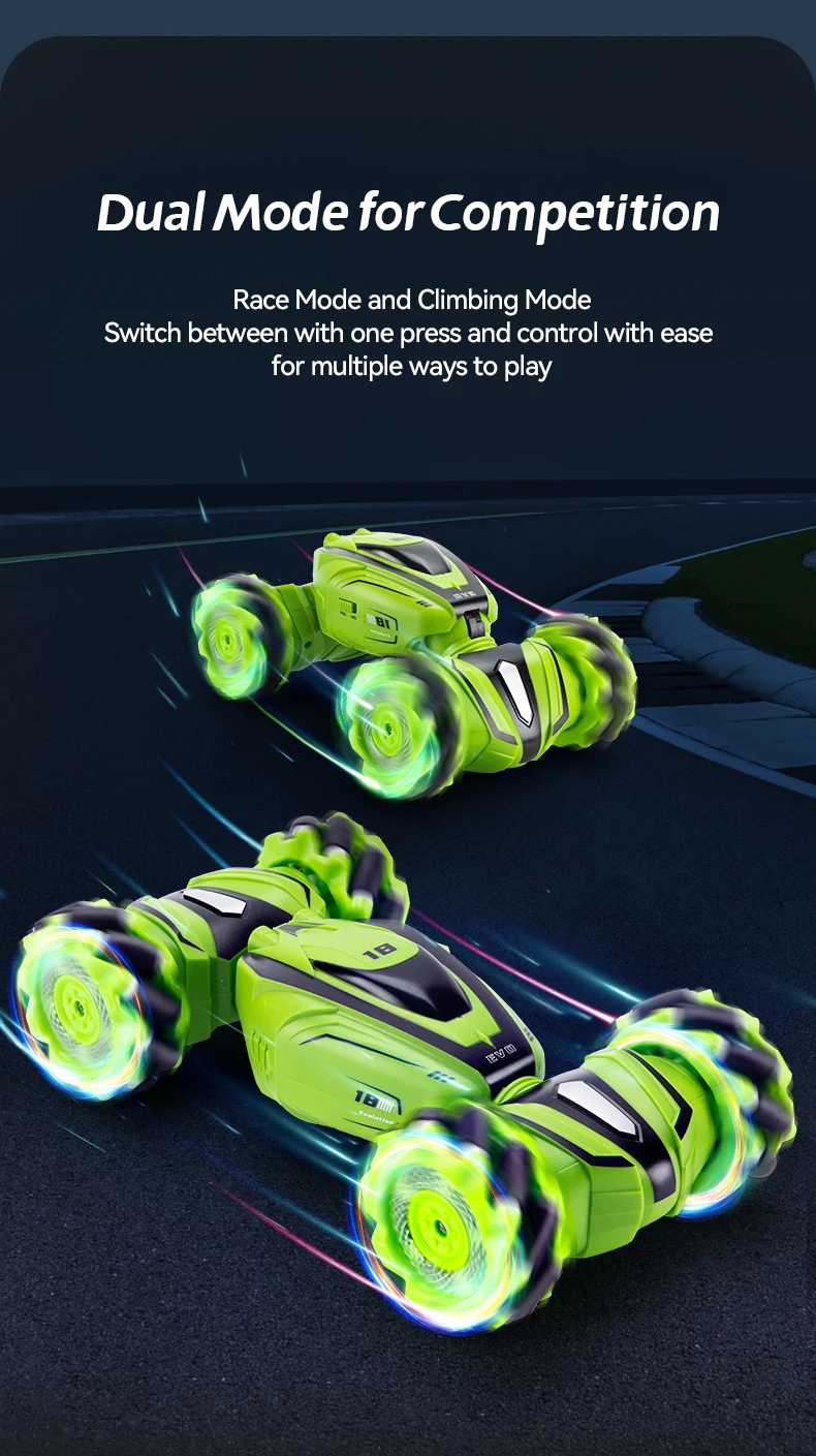 JJRC Q110 RC Stunt Twist Car - 2.4G جهاز تحكم عن بعد للتسلق على الطرق الوعرة سيارة بمستشعر إيماءات 4WD Drift RC Cars LED Light Kids Toy 15