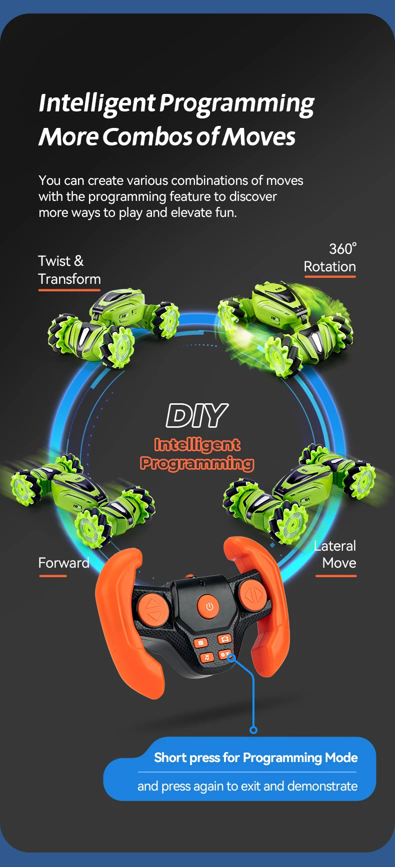 JJRC Q110 RC Stunt Twist Car - 2.4G جهاز تحكم عن بعد للتسلق على الطرق الوعرة سيارة بمستشعر إيماءات 4WD Drift RC Cars LED Light Kids Toy 20