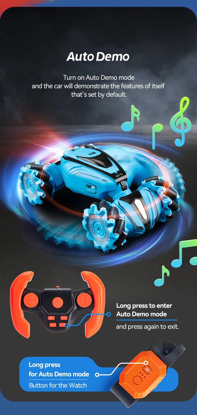 JJRC Q110 RC Stunt Twist Car - 2.4G جهاز تحكم عن بعد للتسلق على الطرق الوعرة سيارة بمستشعر إيماءات 4WD Drift RC Cars LED Light Kids Toy 22