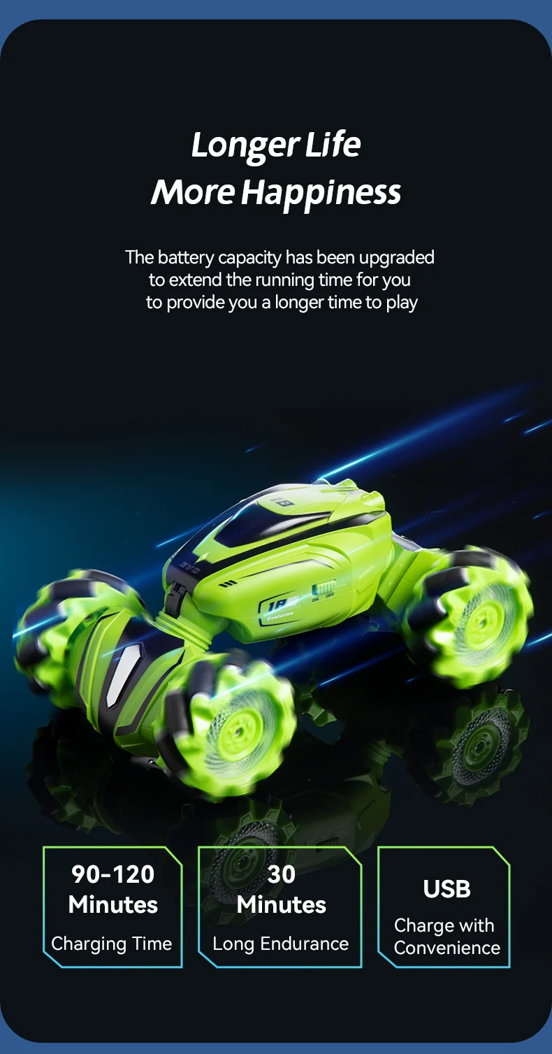 JJRC Q110 RC Stunt Twist Car - 2.4G جهاز تحكم عن بعد للتسلق على الطرق الوعرة سيارة بمستشعر إيماءات 4WD Drift RC Cars LED Light Kids Toy 23