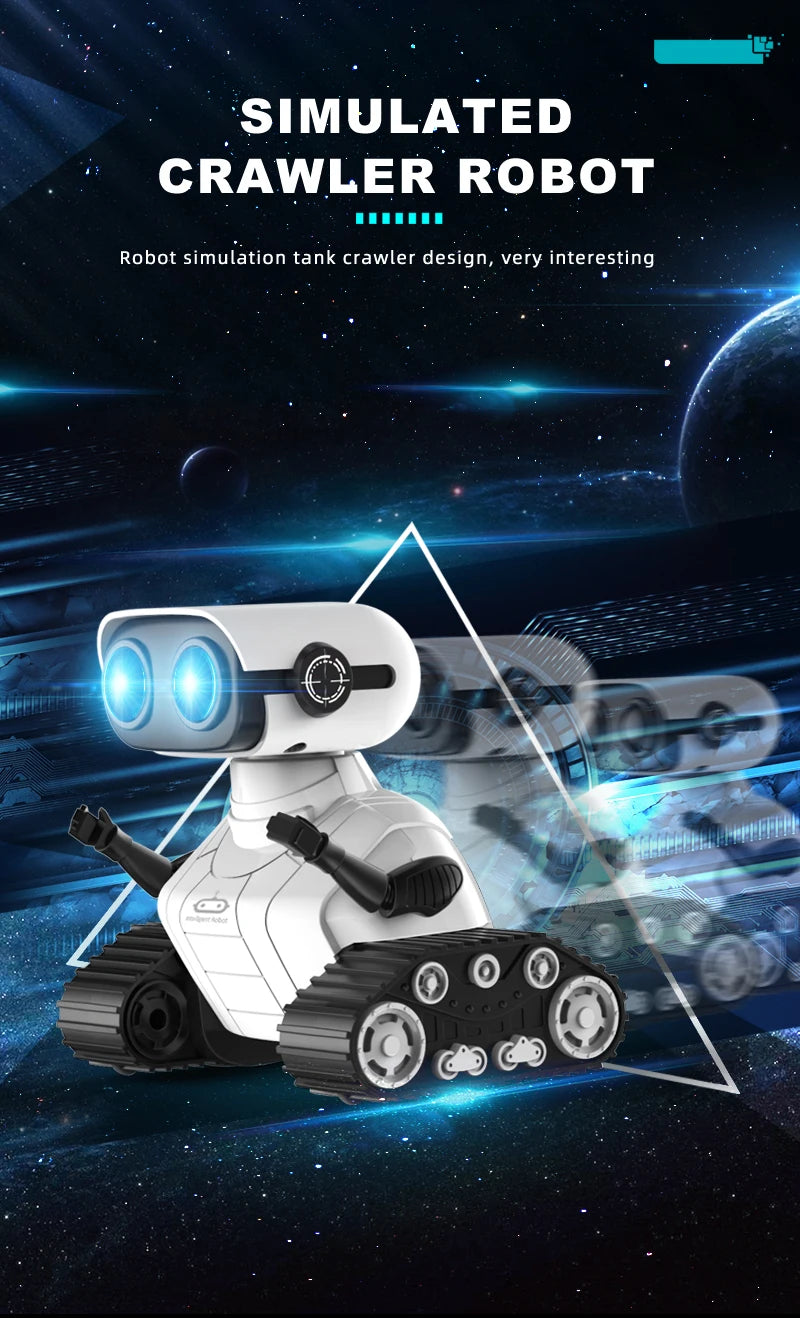 روبوت ذكي قابل لإعادة الشحن RC Ebo Robot - ألعاب للأطفال لعبة تفاعلية للتحكم عن بعد مع موسيقى رقص LED وعيون الأطفال هدية 12 Smart Robot Rechargeable RC Ebo Robot - Toy, SIMULATED CRAWLER ROBOT Robot simulation tank crawler design, very