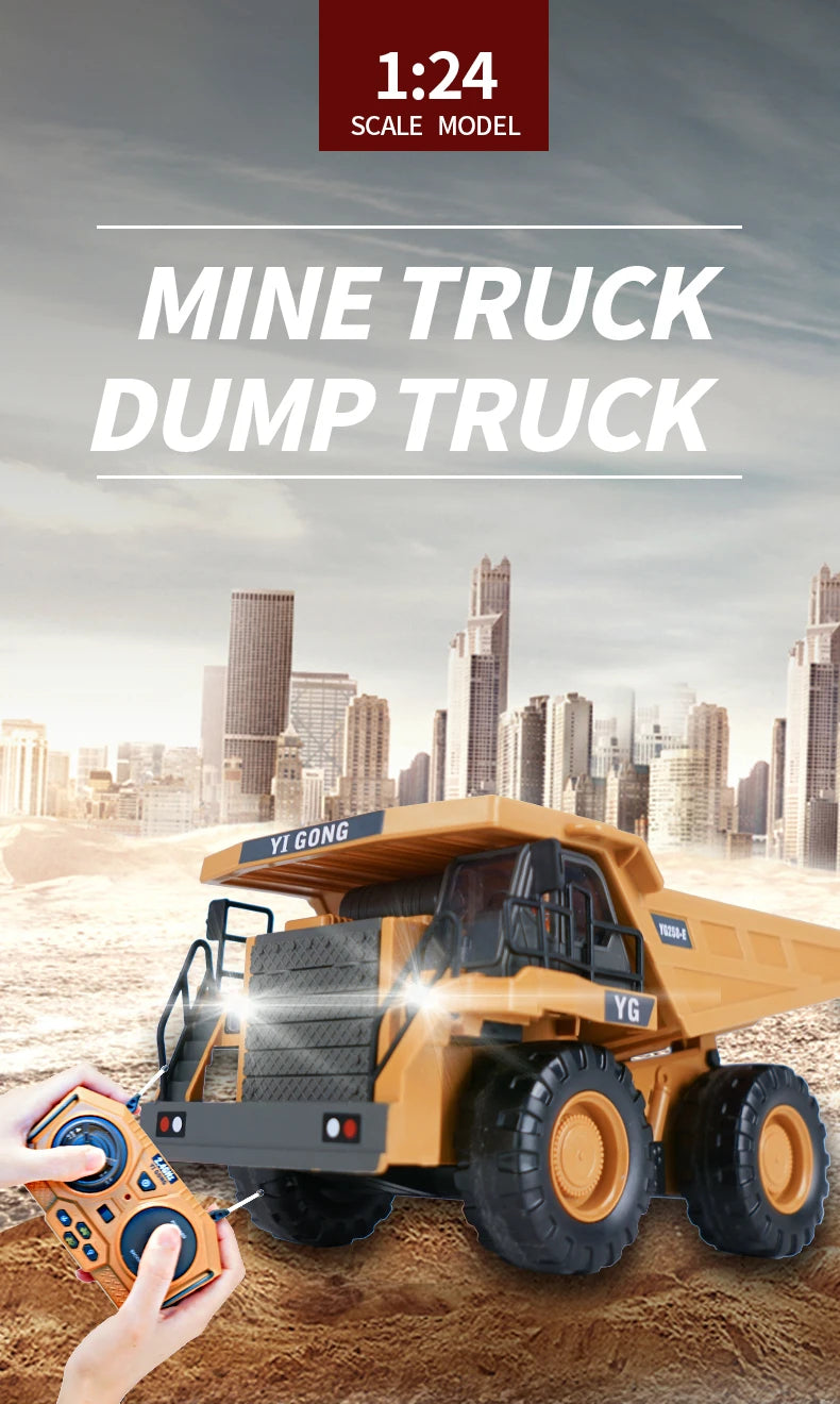 1:20 RC Excavator Dumper Car, 2.4G Remote Control Engineering Vehicle Craw