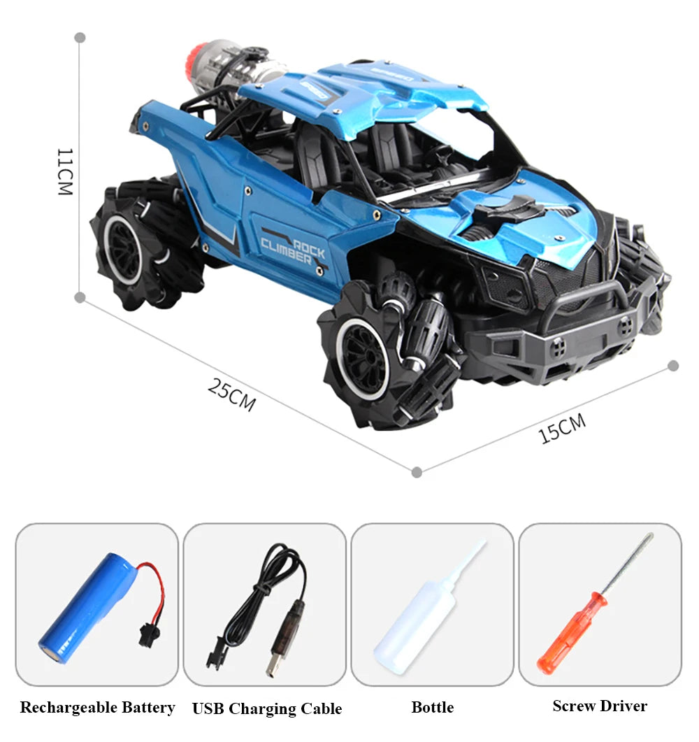 Paisible جديد روك الزاحف الكهربائية 4WD الانجراف RC سيارة - 2.4Ghz التحكم عن بعد حيلة رذاذ سيارات لعب للأولاد آلة على التحكم بالراديو 28 2 Rechargeable Battery USB Charging Cable Bottle Screw Driver climber Nock 25CM 15
