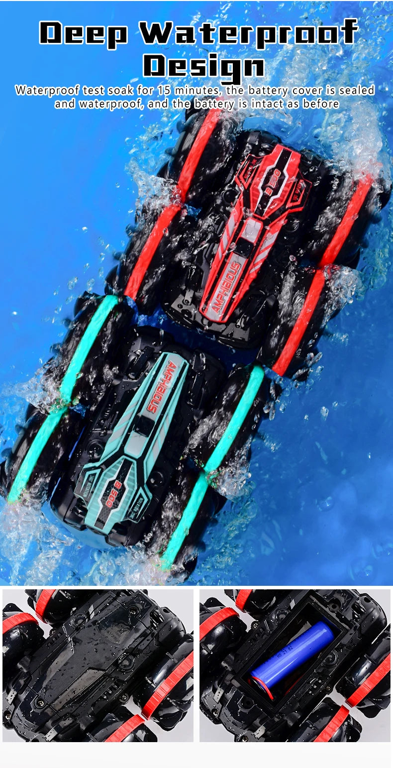 2.4G Amphibious Stunt, @eep Waterprodf @esign Waterproof test soak for 15 minutes 