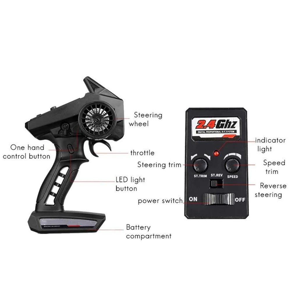 2023 New 1:16 Scale Large RC Cars, Steering wheel 2Ethz ILLW indicator One hand light throttle control button Ste