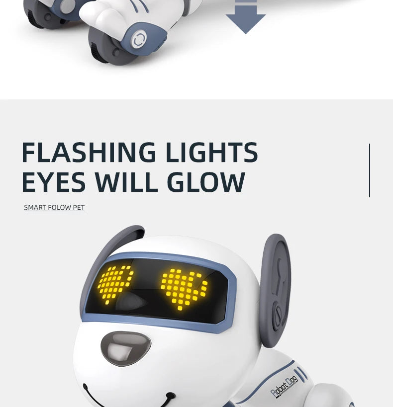 Funny RC Robot Electronic Dog Stunt Dog, FLASHING LIGHTS EYES WILL GLOW SMARL FQLOW PET