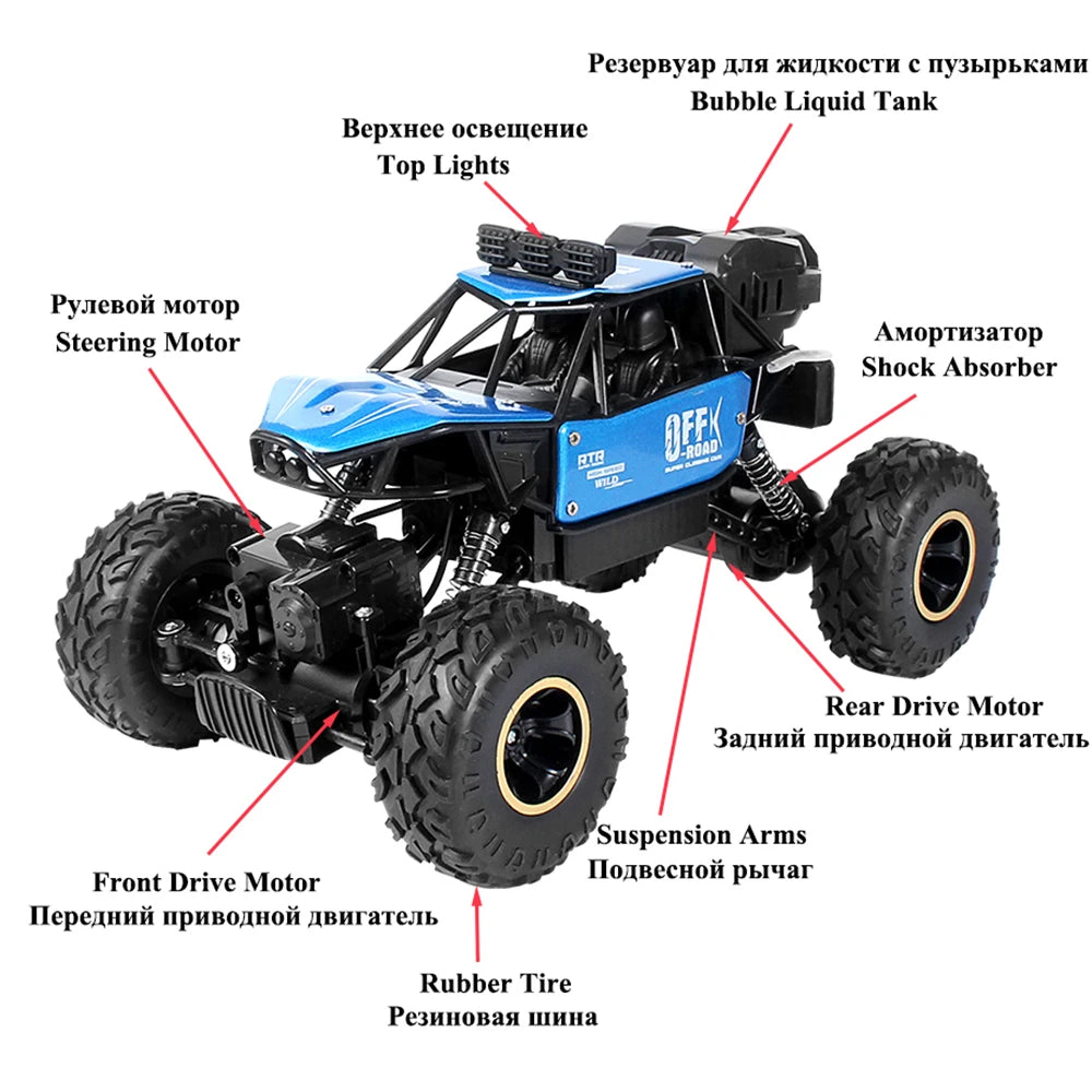 سيارة Paisible 4WD RC - آلة فقاعات تعمل بالتحكم عن بعد، سيارة تحكم بالراديو، سيارة مجنزرة للصخور 4x4، لعبة على الطرق الوعرة للباب للأولاد والبنات 27 Paisible 4WD RC Car, PescpByap IJS HJKOCTH € IIYBLI