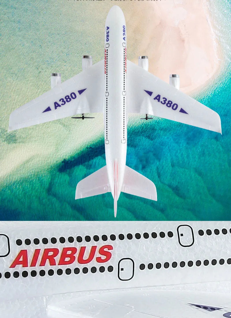 طائرة ايرباص A380 بوينغ 747 RC - لعبة التحكم عن بعد 2.4G طائرة ثابتة الجناح جيروسكوبية نموذج طائرة خارجية مع محرك هدية للأطفال 16 Airbus A380 Boeing 747 RC Airplane - Remote Control Toy