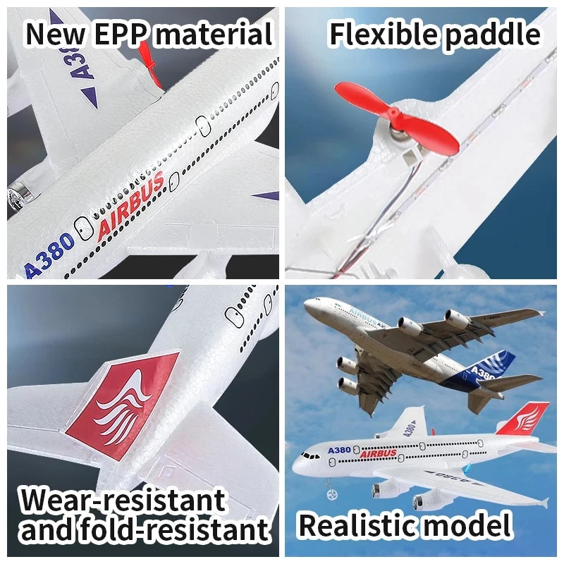 طائرة ايرباص A380 بوينغ 747 RC - لعبة التحكم عن بعد 2.4G طائرة ثابتة الجناح جيروسكوبية نموذج طائرة خارجية مع محرك هدية للأطفال 18 Airbus A380 Boeing 747 RC Airplane, EPPmaterial Flexiblepaddle 4 0 A380 0 IRE5: