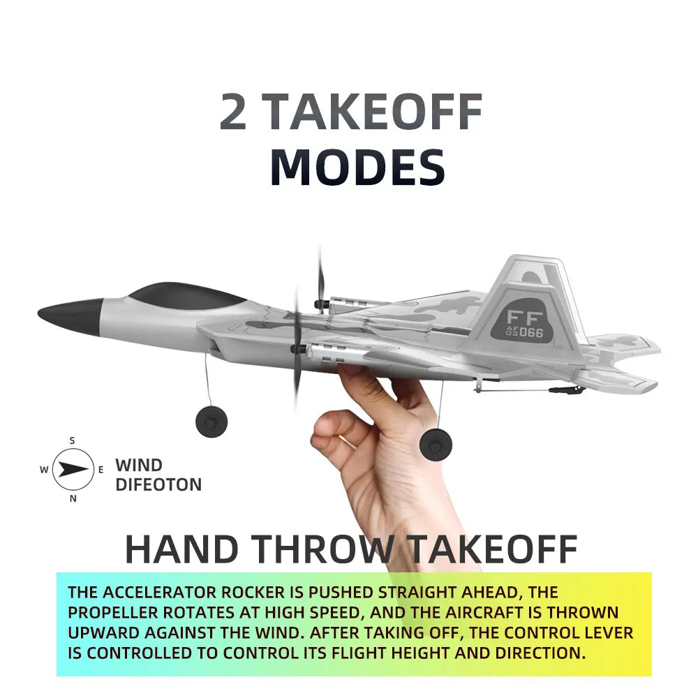 BM16 F22  RC Foam Plane, FF 65066 WIND DIFEOTON HAND THROW TAKEOFF