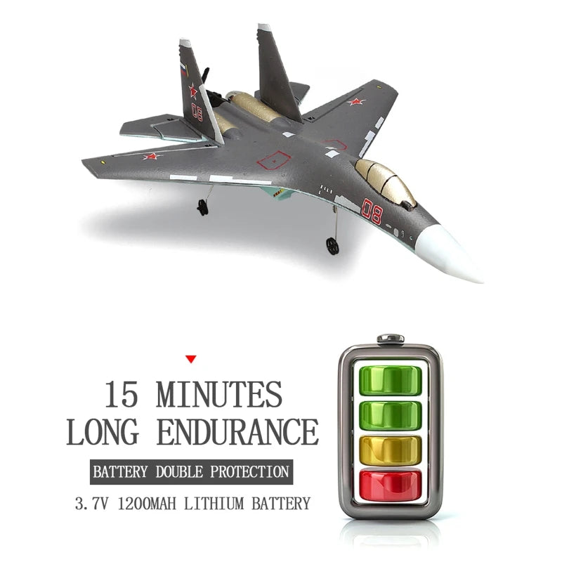 SU35 2.4G 4CH Stunt RC Aircraft, 0 08 15 MINUTES LONG ENDURANCE BATTERY DO