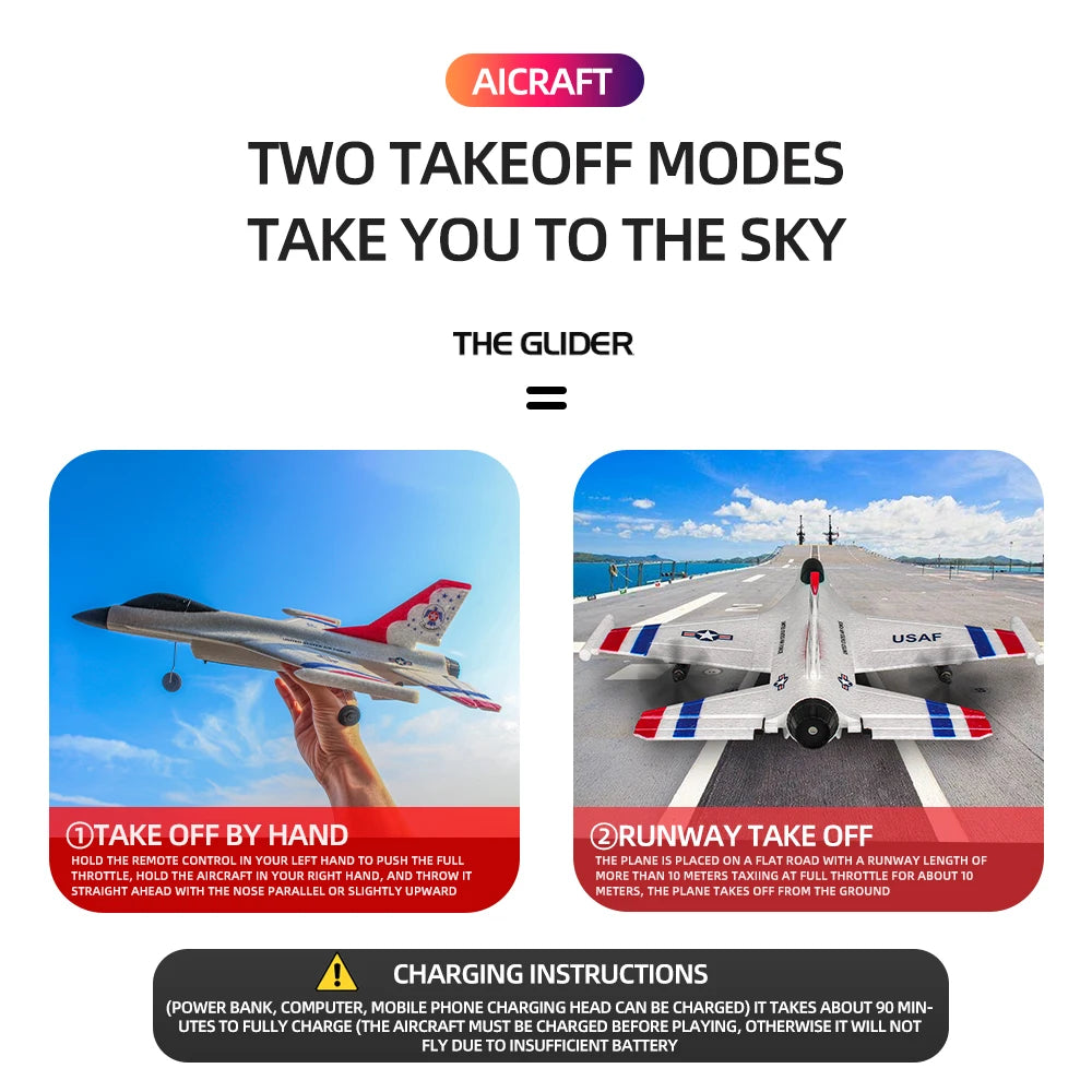 F16 Foam RC Airplane - 2/3 قنوات التحكم عن بعد الطائرات 2.4G راديو التحكم حيلة طائرة شراعية RC ألعاب الطائرة المقاتلة للأطفال الأولاد 19 F16 Foam RC Airplane, AICRAFT TWO TAKEOFF MODES TAKE YOU TO THE SKY