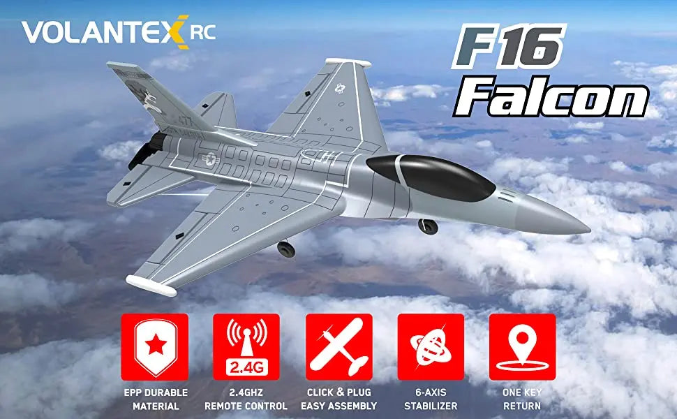 طائرة F16 Falcon RC - 2.4G 6-Axis 365mm Wingspan EPP One Key Return Aerobatic Fixed Wing Trainer RTF للمبتدئين 7 F16 Falcon RC Airplane, VOLANTE RC F16 Facodm 2.4G EPP DUR