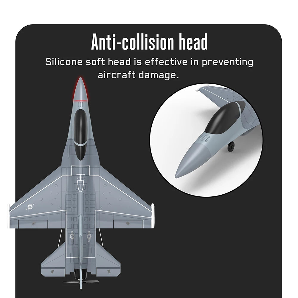 طائرة F16 Falcon RC - 2.4G 6-Axis 365mm Wingspan EPP One Key Return Aerobatic Fixed Wing Trainer RTF للمبتدئين 15 F16 Falcon RC Airplane, anti-collision head Silicone soft head is effective in preventing aircraft damage