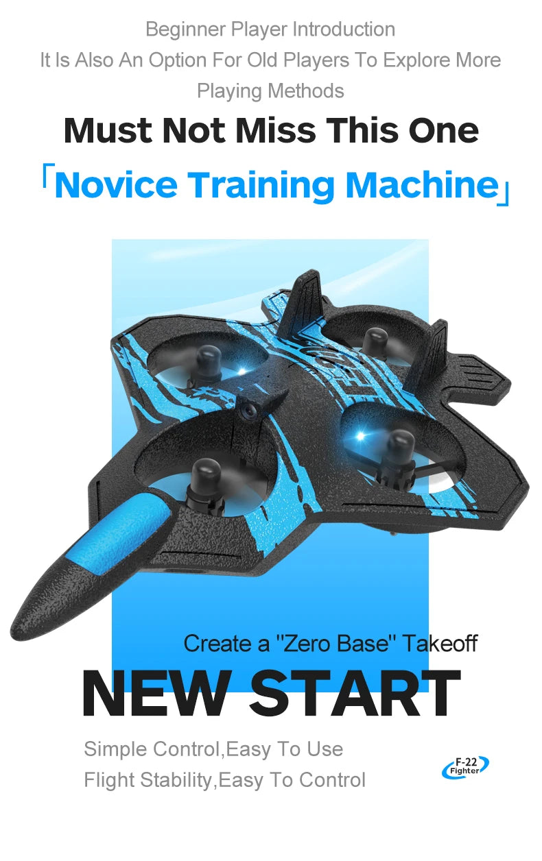 F22 Foam RC Plane, Create a "Zero Base" Takeoff NEW START Simple Control,Ea