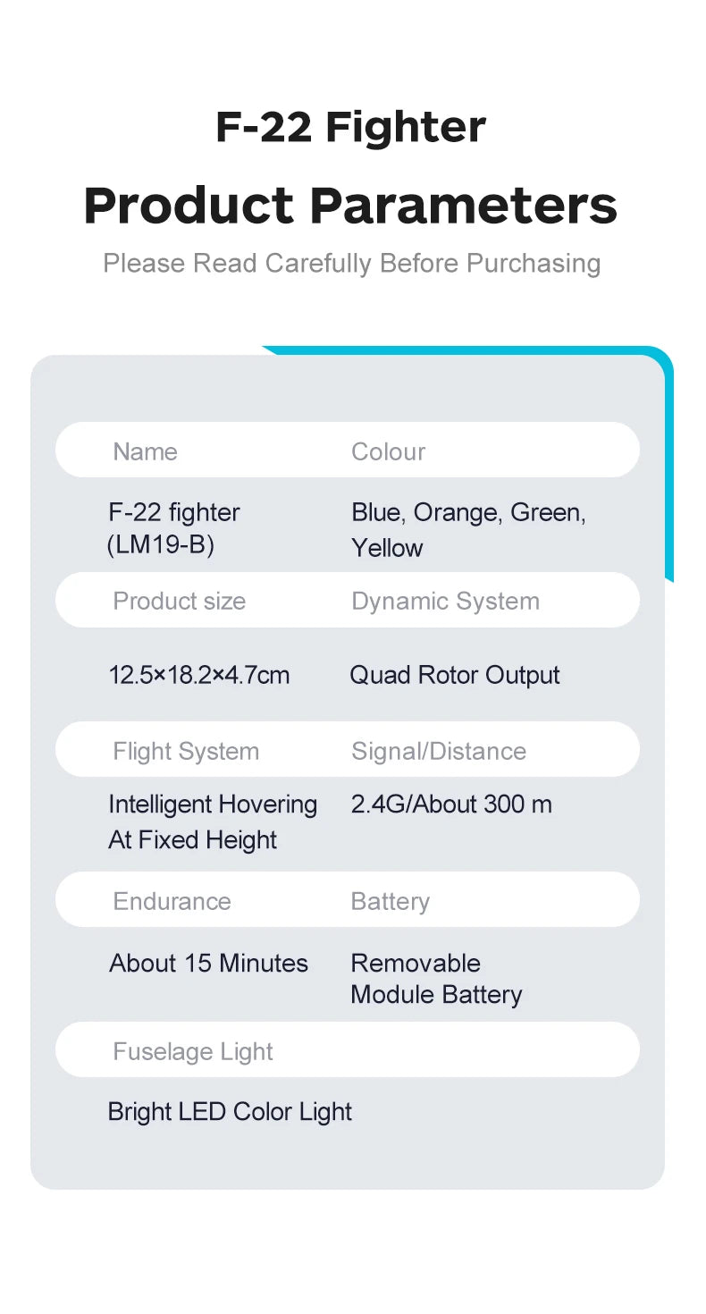 F22 Foam RC Plane, F-22 Fighter Product Parameters Please Read Carefully Before Purchasing Name Colour F-22 fighter
