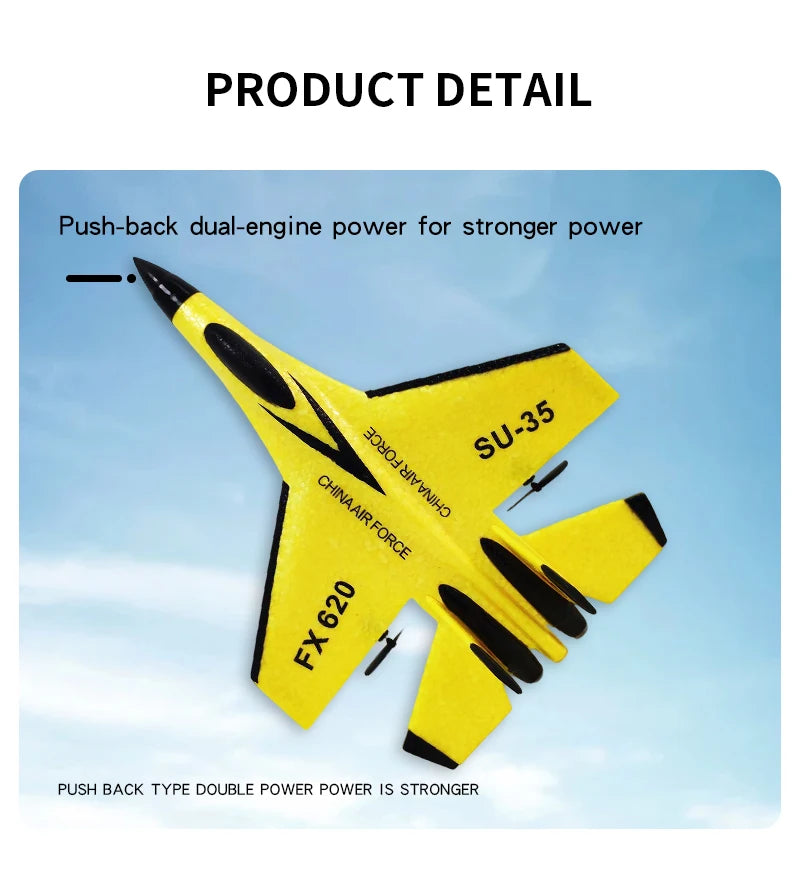 RC طائرات SU-35 طائرة - 2.4G راديو طائرة شراعية التحكم عن بعد طائرة مقاتلة طائرة شراعية طائرات رغوة لعب للأطفال صبي هدية عيد ميلاد 45 RC Aircraft SU-35 Plane, PUSH BACK TYPE DOUBLE POWER POWER IS STRONGER