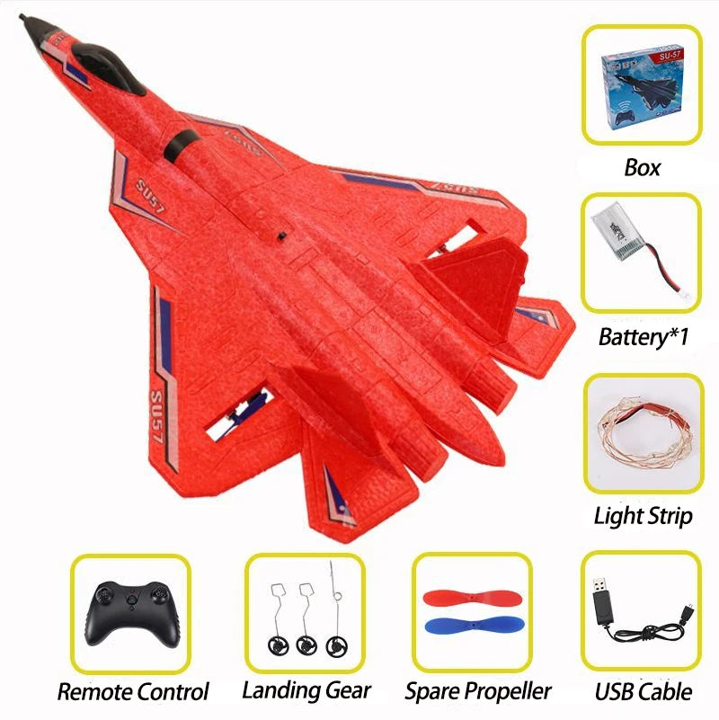 RC Aircraft SU-35 Plane, Box Battery*1 Light Strip Remote Control Landing Gear Spare Propeller USB Cable 3u