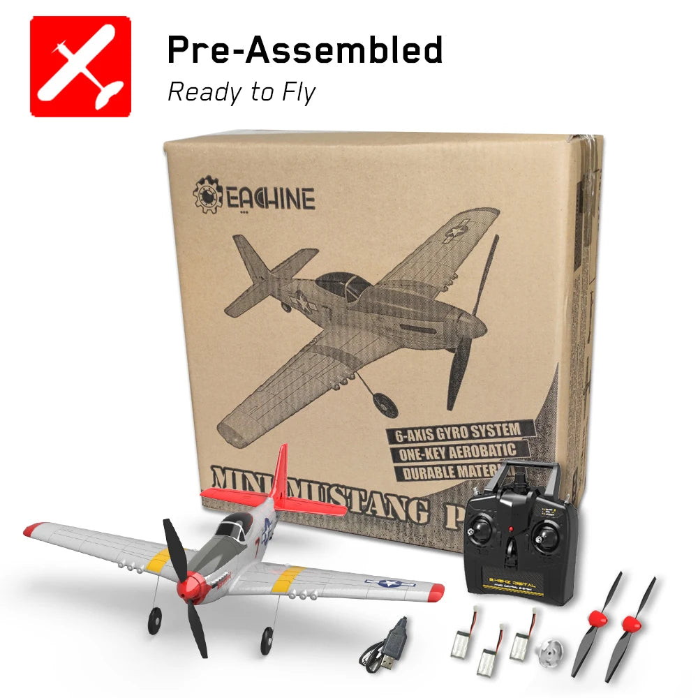 Eachine Mini P-51D Rc AirPlane, EADHINE 6-AXIS GYRO SYSTEM ONE KEY