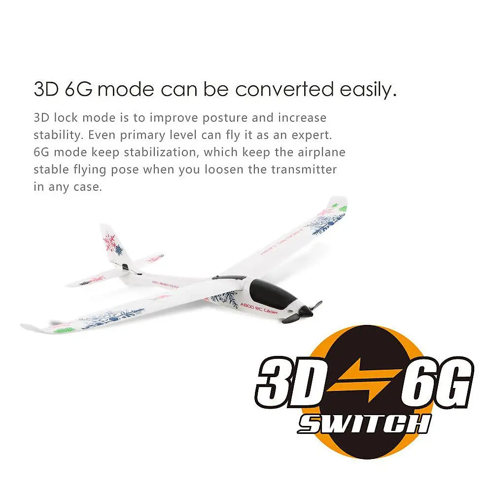 Wltoys XK A800 4CH 3D/6G نظام RC طائرة شراعية تجميع التحكم عن بعد مع جهاز إرسال 2.4G متوافق مع Futaba RTF شراعية 16 Wltoys XK A800 4CH 3D/6G System RC Airplane, 3D 66mode can be converted easily. 3D lock mode is to improve posture and