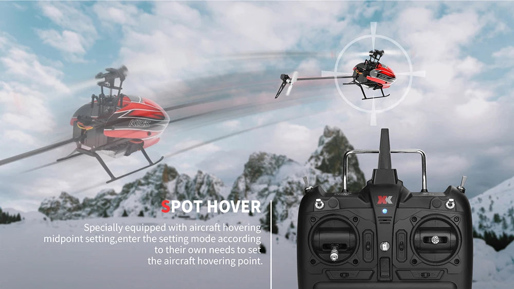 Wltoys K110S RC Helicopter, SPOT HOVER Specially equipped with aircraft hovering midpoint setting enter the setting mode according