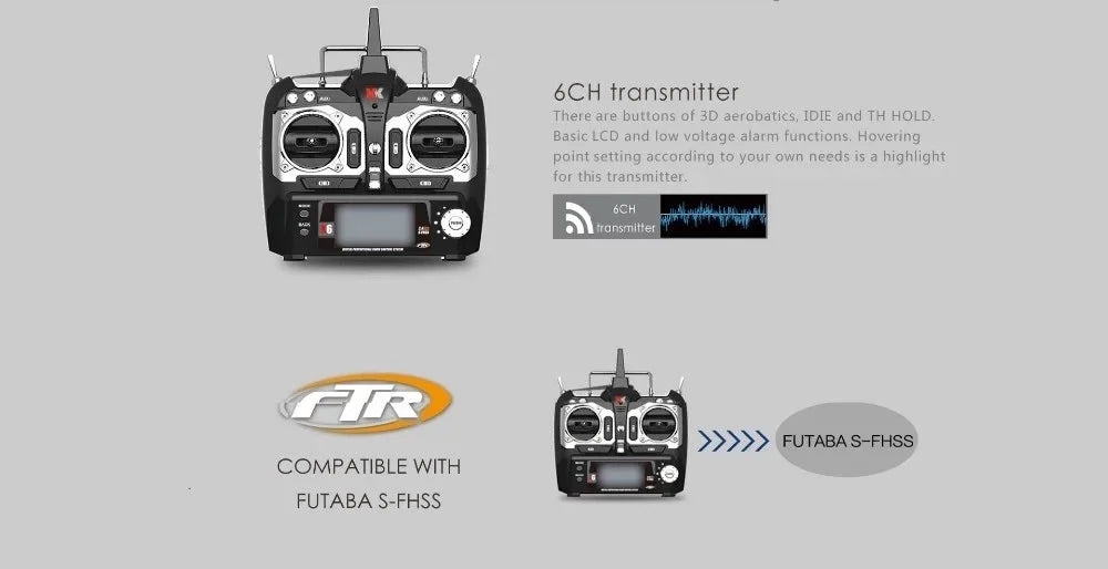طائرة هليكوبتر WLtoys XK K110 RC - 2.4G 6CH 3D 6G 6 محاور نظام محرك بدون فرشاة RC كوادكوبتر ألعاب التحكم عن بعد للأطفال هدايا 21 WLtoys XK K110 RC Helicopter, 6CH transmitter There are buttons of 3D aerobatics; IDIE and TH